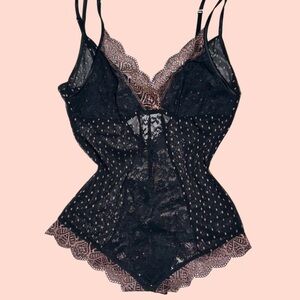 Black and Rose Lace Chemise